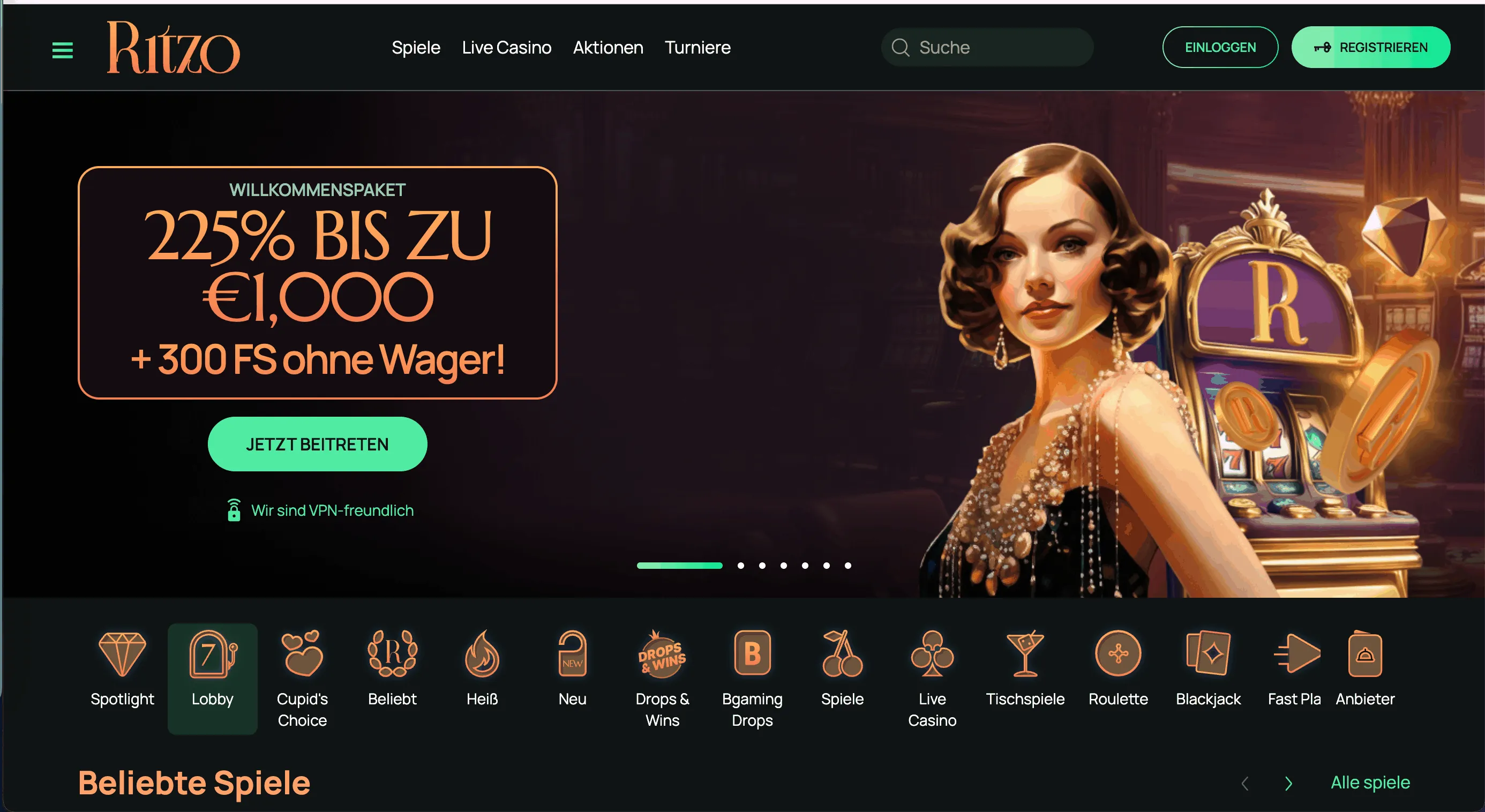 Ritzo Online Casino Startseite